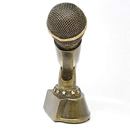 Microphone Trophy - Gold | Karaoke Singer DJ Announcer Mic Award | 7 Inch Decade Awards