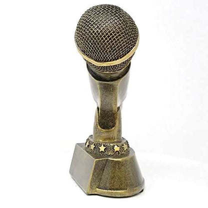 Microphone Trophy - Gold | Karaoke Singer DJ Announcer Mic Award | 7 Inch Decade Awards