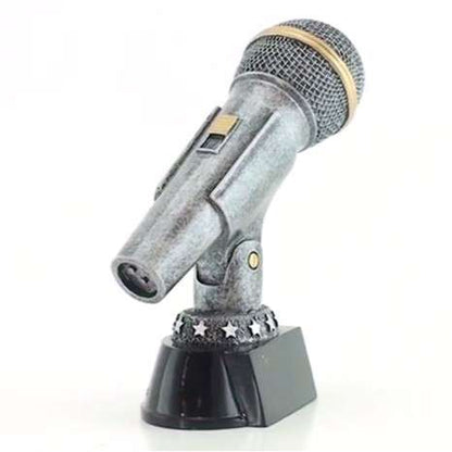 Silver Microphone Trophy - Karaoke Singer DJ Announcer Mic Award with free engraving - 6 Inch Tall Decade Awards