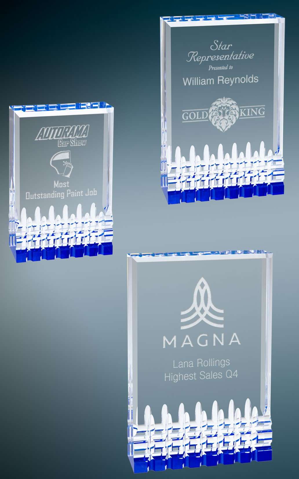 Mirage Acrylic Award - Blue, Gold, Green or (new) RED | Engraved Acrylic Corporate Trophy - 5, 6 or 7 Inch Tall Decade Awards