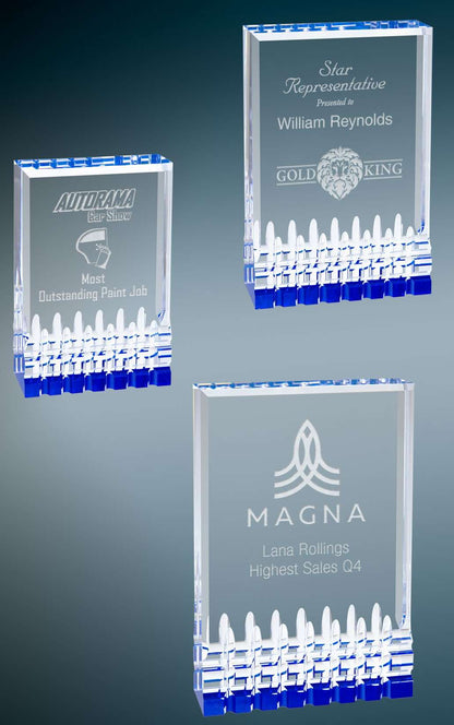 Mirage Acrylic Award - Blue, Gold, Green or (new) RED | Engraved Acrylic Corporate Trophy - 5, 6 or 7 Inch Tall Decade Awards