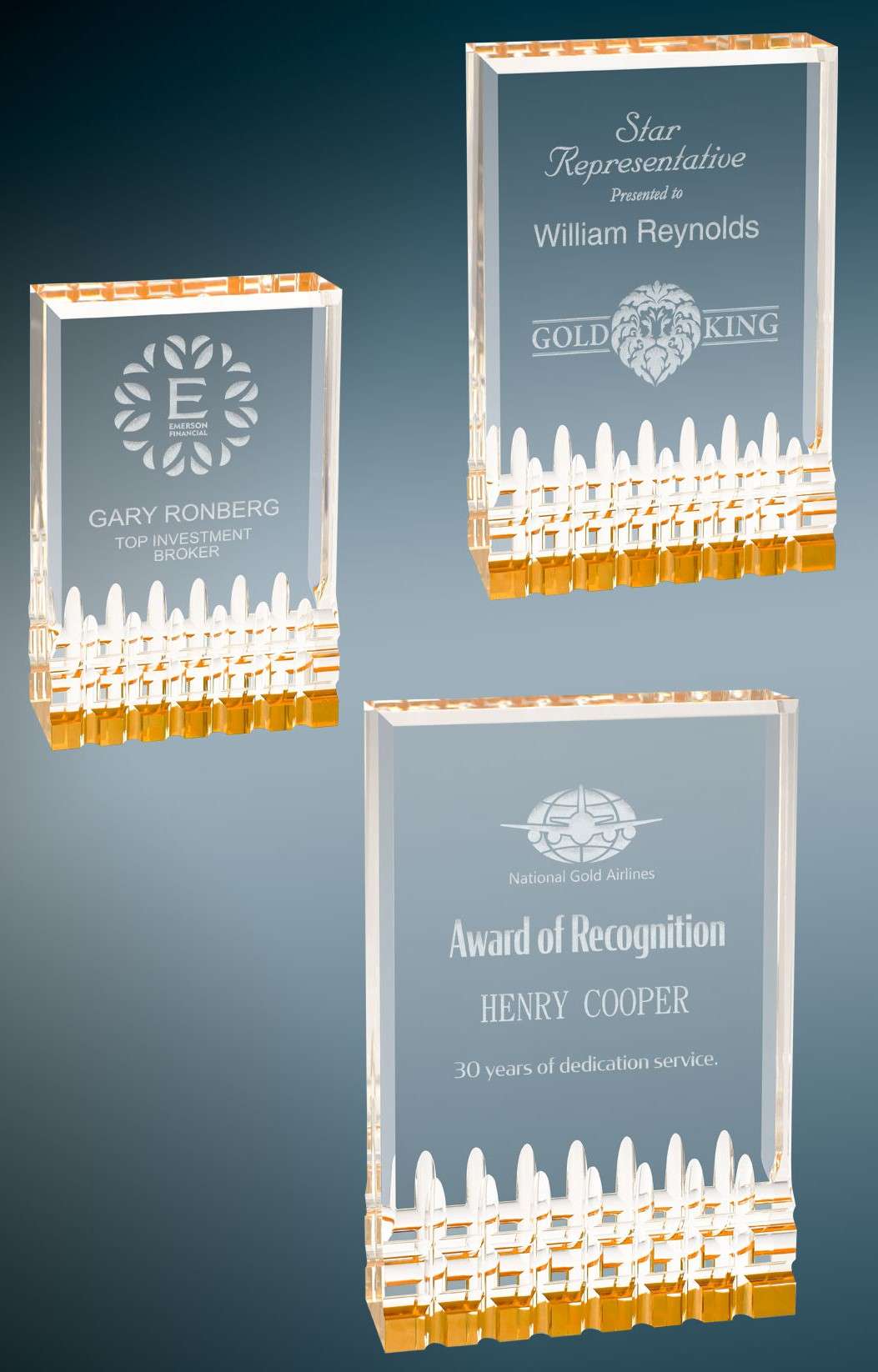 Mirage Acrylic Award - Blue, Gold, Green or (new) RED | Engraved Acrylic Corporate Trophy - 5, 6 or 7 Inch Tall Decade Awards