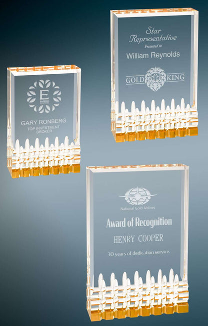 Mirage Acrylic Award - Blue, Gold, Green or (new) RED | Engraved Acrylic Corporate Trophy - 5, 6 or 7 Inch Tall Decade Awards