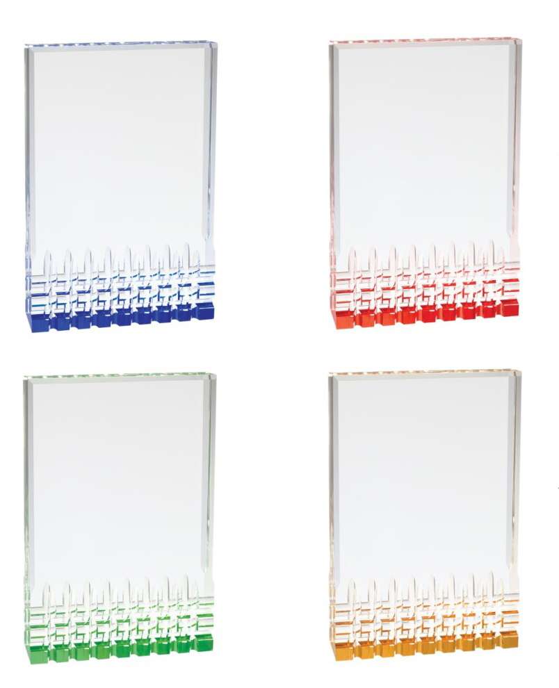 Mirage Acrylic Award - Blue, Gold, Green or (new) RED | Engraved Acrylic Corporate Trophy - 5, 6 or 7 Inch Tall Decade Awards