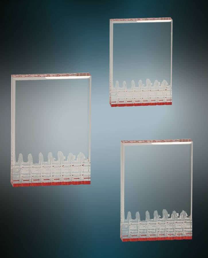 Mirage Acrylic Award - Blue, Gold, Green or (new) RED | Engraved Acrylic Corporate Trophy - 5, 6 or 7 Inch Tall Decade Awards