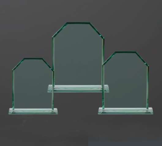 Monarch Glass Plaque Trophy | Engraved Jade Glass Corporate Award - 6.5", 7.5" or 8.5" Tall Decade Awards