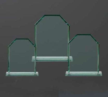 Monarch Glass Plaque Trophy | Engraved Jade Glass Corporate Award - 6.5", 7.5" or 8.5" Tall Decade Awards
