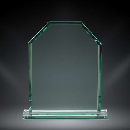 Monarch Glass Plaque Trophy | Engraved Jade Glass Corporate Award - 6.5", 7.5" or 8.5" Tall Decade Awards