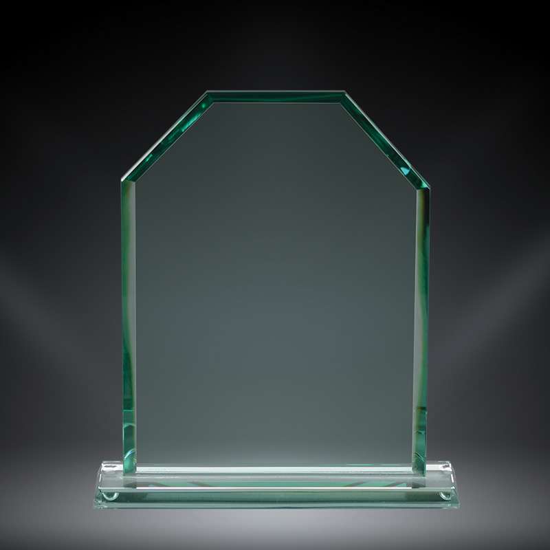 Monarch Glass Plaque Trophy | Engraved Jade Glass Corporate Award - 6.5", 7.5" or 8.5" Tall Decade Awards