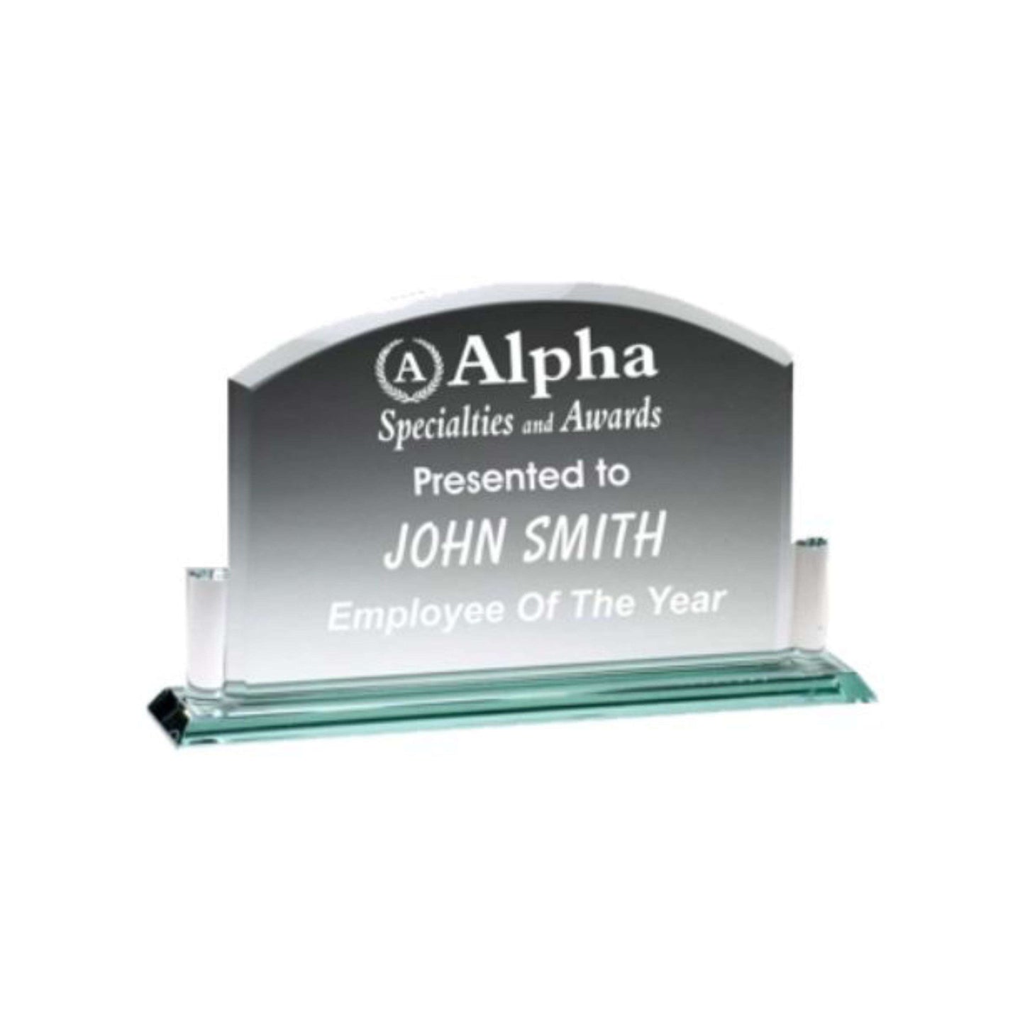 Montreal Glass Plaque Trophy | Engraved Jade Glass Corporate Award - 5" x 8.25" Decade Awards