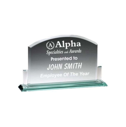 Montreal Glass Plaque Trophy | Engraved Jade Glass Corporate Award - 5" x 8.25" Decade Awards