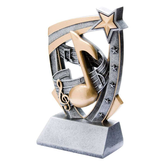 Music 3D Star Resin Trophy | Engraved Music Award - 6 Inch Tall Decade Awards
