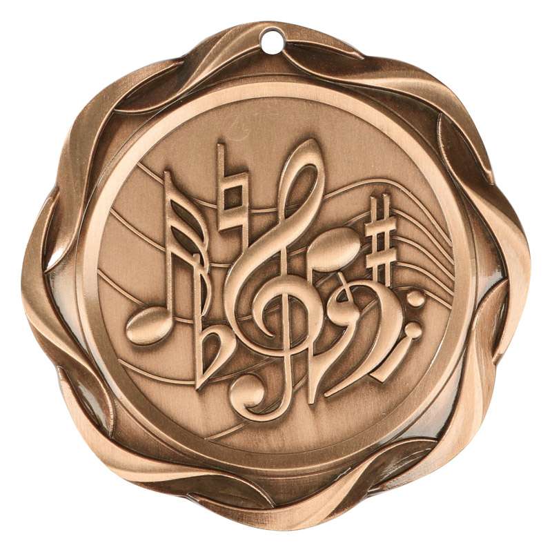 Music Fusion Medal- Gold, Silver or Bronze | Engraved Music Medallion - 3 Inch Wide Decade Awards
