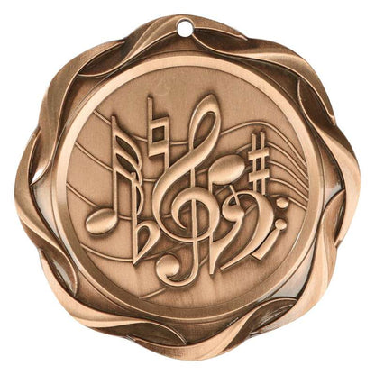 Music Fusion Medal- Gold, Silver or Bronze | Engraved Music Medallion - 3 Inch Wide Decade Awards