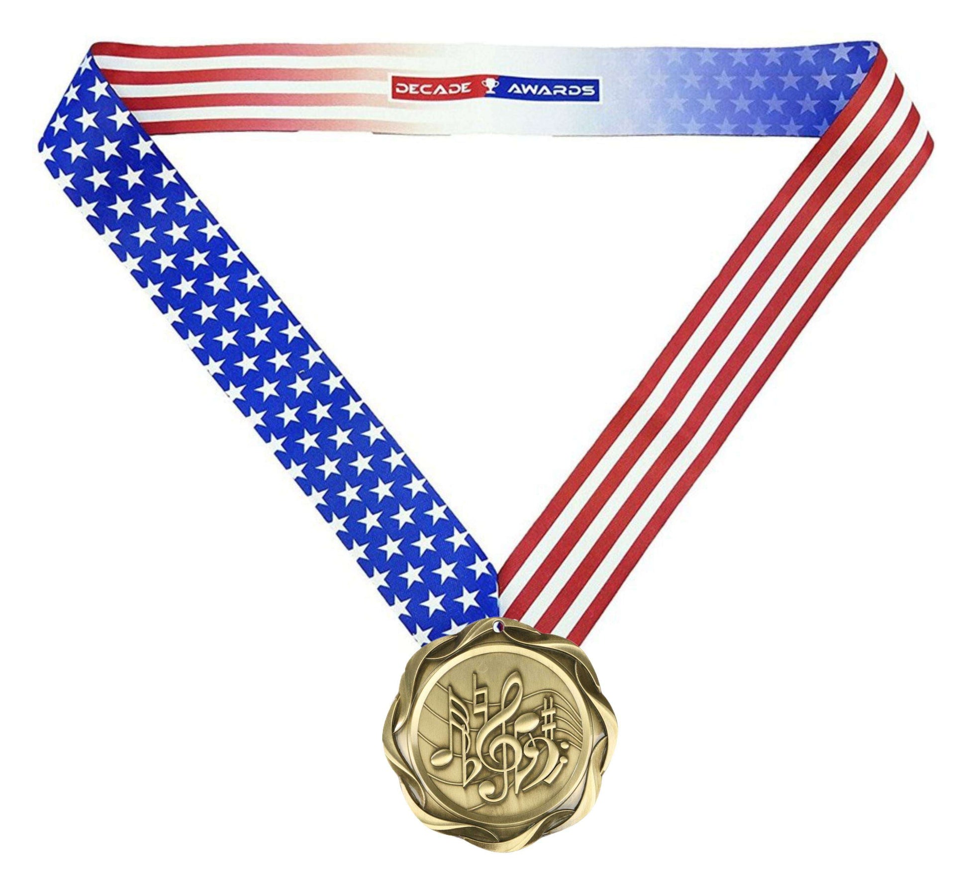 Music Fusion Medal- Gold, Silver or Bronze | Engraved Music Medallion - 3 Inch Wide Decade Awards