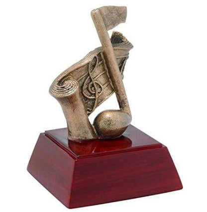 Music Note Sculptured Trophy | Engraved Music Award - 4 Inch Tall Decade Awards