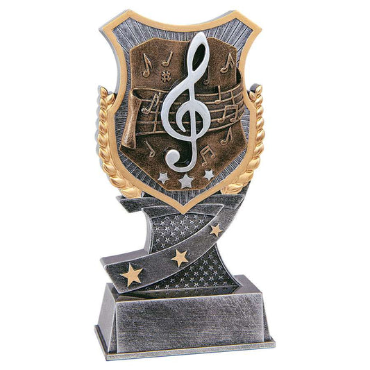 Music Shield Trophy | Engraved Music Award - 5.75 Inch Tall Decade Awards