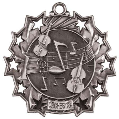 Orchestra Ten Star Medal - Gold, Silver or Bronze | Engraved Symphony 10 Star Medallion | 2.25 Inch Wide Decade Awards