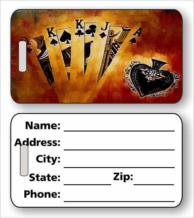 Poker Luggage Tag in 2 Sizes – Personalized Bag ID Tag for Poker Players, Blackjack Fans, and Travel Custom Design by Decade Awards