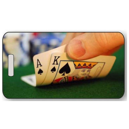 Poker Luggage Tag in 2 Sizes – Personalized Bag ID Tag for Poker Players, Blackjack Fans, and Travel Custom Design by Decade Awards