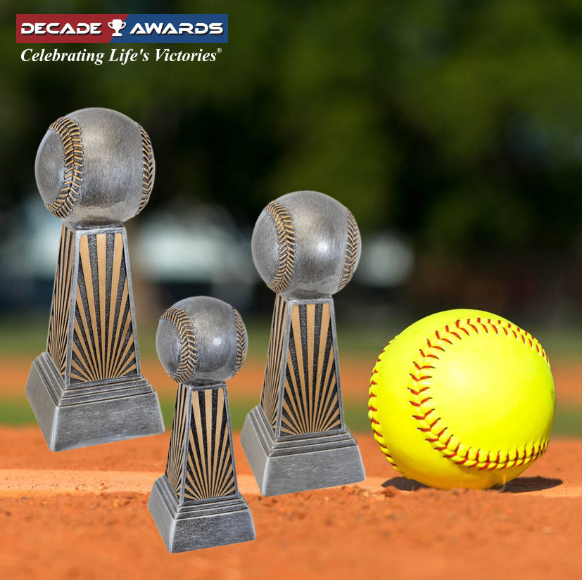 Softball Trophy, Imperial Tower | Engraved Softball Award - 6, 7.875 or 9.875 Inch Tall Decade Awards