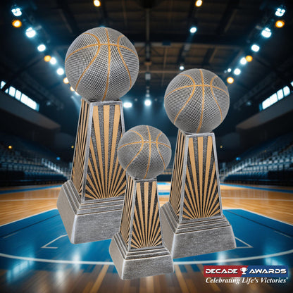 Basketball Trophy, Imperial Tower | Engraved Basketball Award - 6, 7.875 or 9.875 Inch Tall Decade Awards