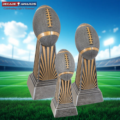 Football Trophy, Imperial Tower | Engraved Football Award - 6, 7.875 or 9.875 Inch Tall Decade Awards