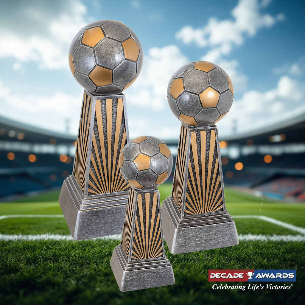 Soccer Trophy, Imperial Tower | Engraved Soccer Award - 6, 7.875 or 9.875 Inch Tall Decade Awards