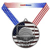 Basketball Patriotic Medal - Gold, Silver or Bronze | Engraved Basketball Medal - 2.75 Inch Decade Awards
- Silver Basketball Medal - Stars & Stripes Ribbon