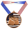 Boxing Patriotic Medal - Gold, Silver or Bronze | Engraved Boxing Medal - 2.75 Inch Wide Decade Awards
- Bronze Boxing Medal - Stars & Stripes Ribbon
