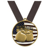 Boxing Patriotic Medal - Gold, Silver or Bronze | Engraved Boxing Medal - 2.75 Inch Wide Decade Awards
- Gold Boxing Medal - Black Ribbon
