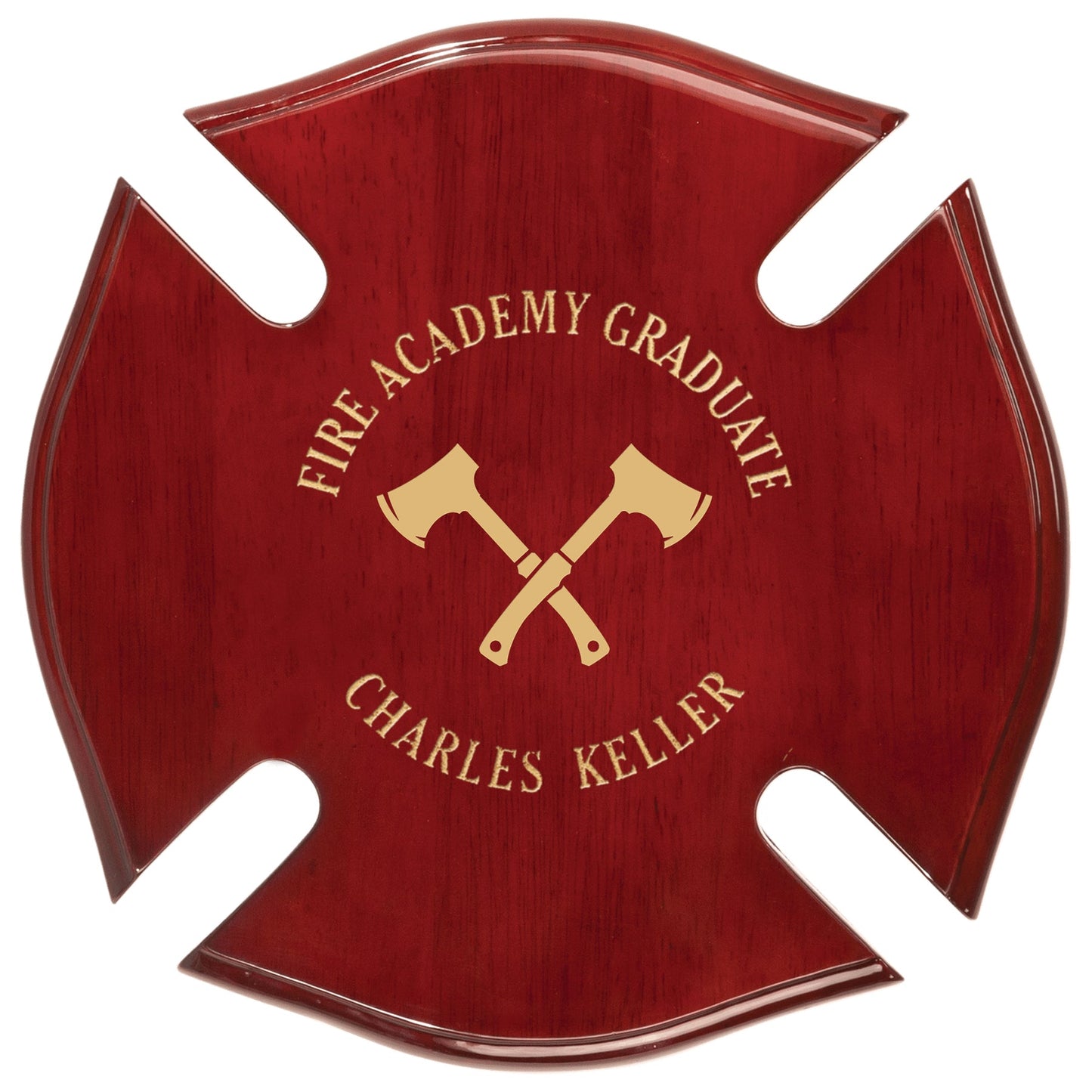 Honor bravery with this Maltese Cross Firefighter Plaque - Custom engraved in 3 sizes Decade Awards