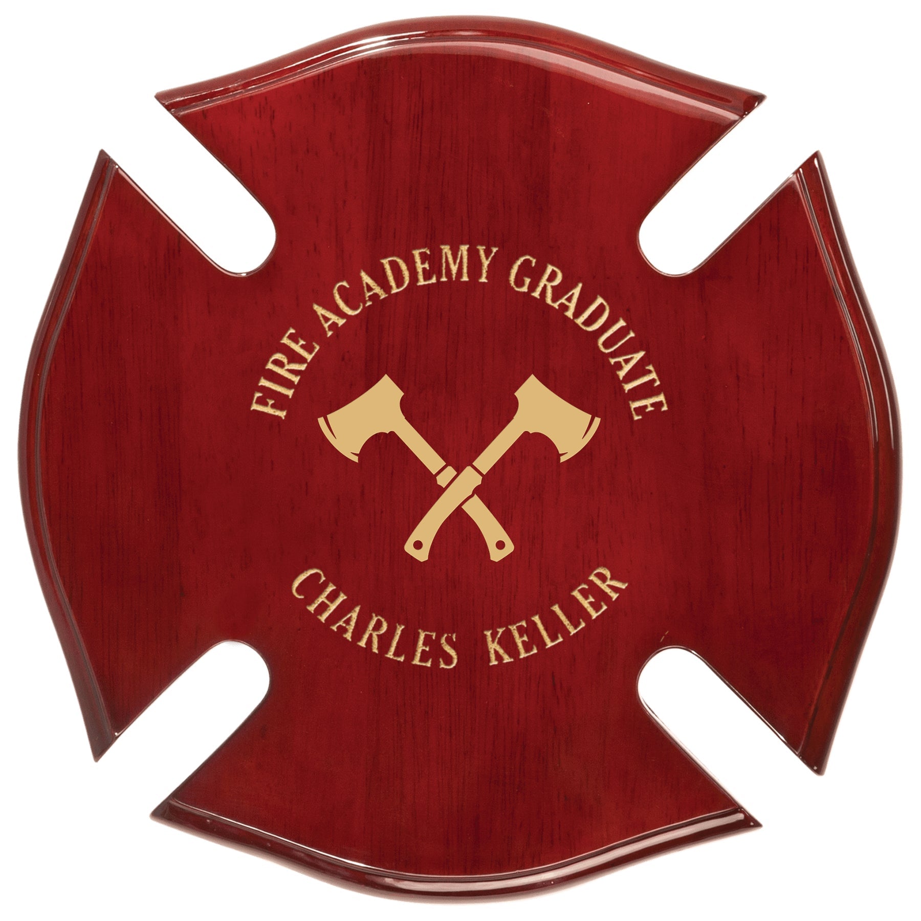 Honor bravery with this Maltese Cross Firefighter Plaque - Custom engraved in 3 sizes Decade Awards