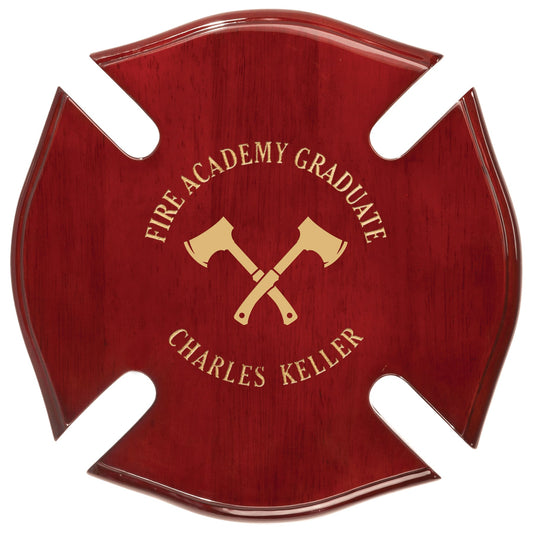 Honor bravery with this Maltese Cross Firefighter Plaque - Custom engraved in 3 sizes Decade Awards