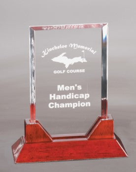 Prestige Plaque Acrylic Trophy | Rosewood Base | Personalized Corporate Award | 3 Sizes