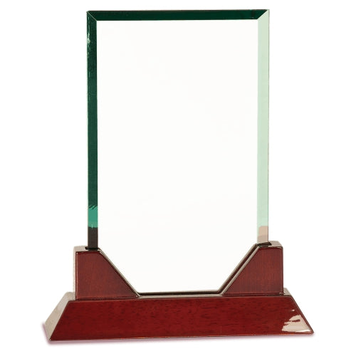 Prestige Award, Glass Plaque in Rosewood Base | Engraved Corporate Award - 7.75, 8.75 or 9.75 Inch Tall Decade Awards
- Blank
