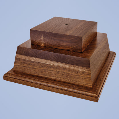 Walnut Perpetual Base | Engraved 2 Tier Base - 10.5 Inch Wide x 5.25 Inch Tall Decade Awards