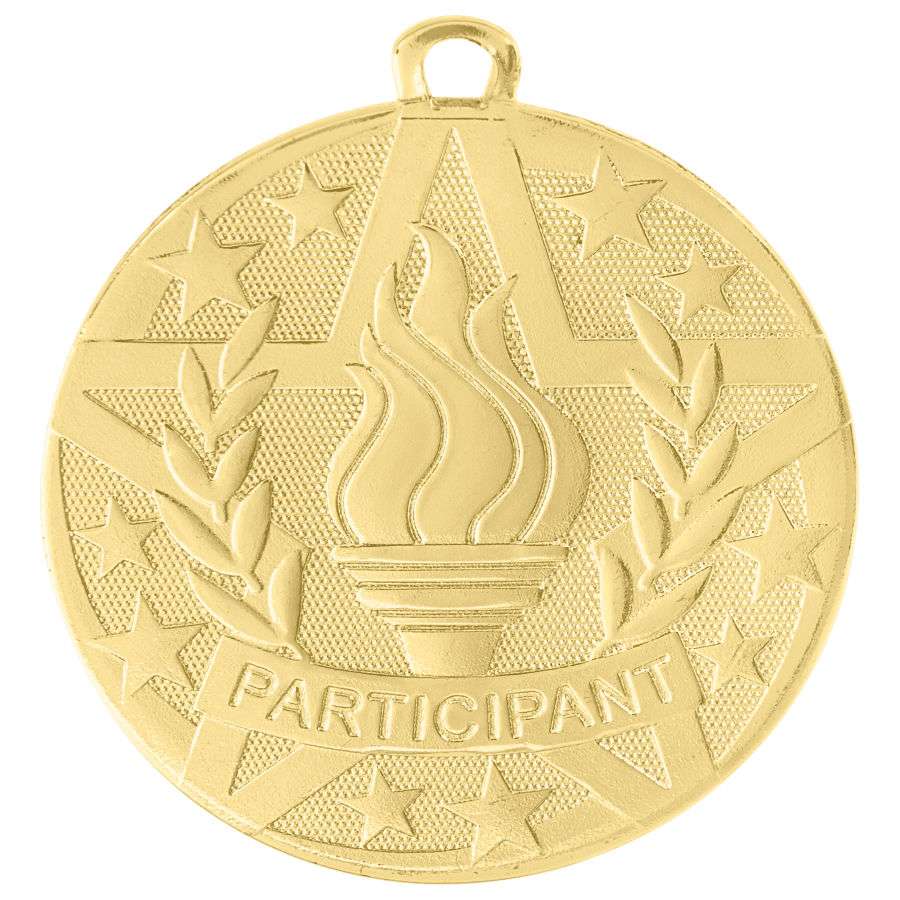 Participant Superstar Medal - Gold | Engraved Superstar Participation Medallion - 2 Inch Wide Decade Awards
