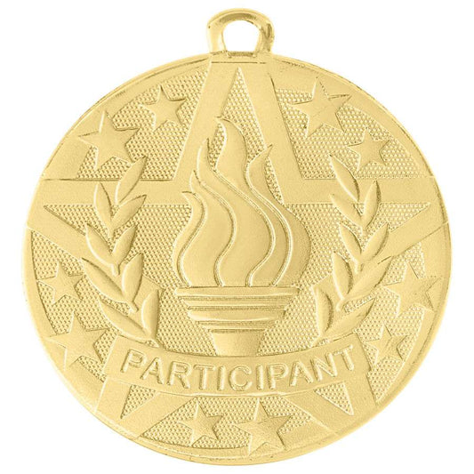Participant Superstar Medal - Gold | Engraved Superstar Participation Medallion - 2 Inch Wide Decade Awards