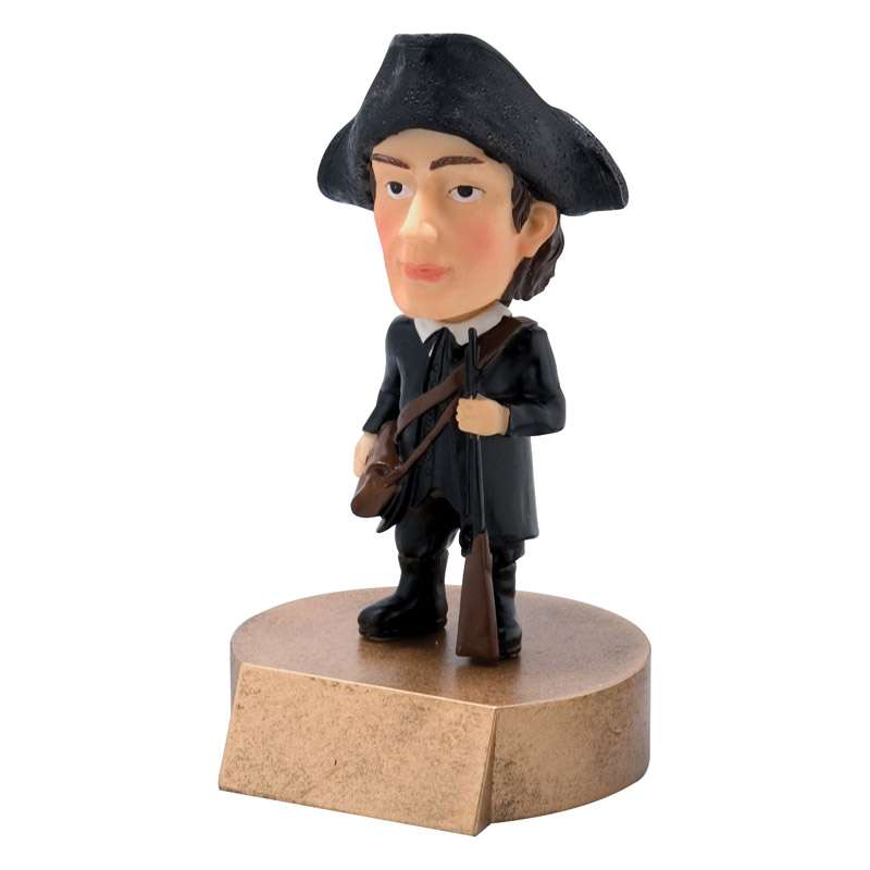 Patriot Mascot Bobblehead Trophy | Engraved Statesman Award - 6" Tall Decade Awards