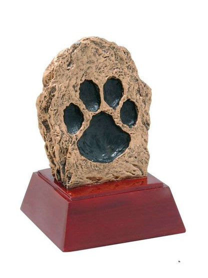 Paw Print Mascot Sculptured Trophy | Engraved Paw Print Award - 4 Inch Tall Decade Awards