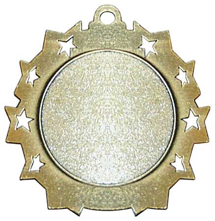 Perfect Attendance Ten Star Medal - Gold, Silver or Bronze | Engraved Student Recognition 10 Star Medallion | 2.25 Inch Wide Decade Awards
