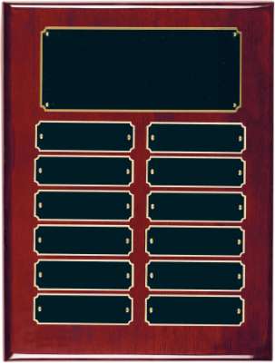Perpetual Plaque - 9" x 12" | Engraved Piano Finish Rosewood Plaque with 12 Plates Decade Awards
