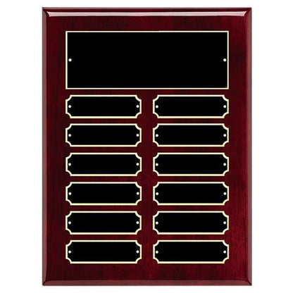 Perpetual Plaque - 9" x 12" | Rosewood Piano Finish Plaque with 12 plates Decade Awards
