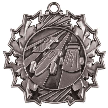 Pinewood Derby Ten Star Medal - Gold, Silver or Bronze | Engraved Scout 10 Star Medallion | 2.25 Inch Wide Decade Awards