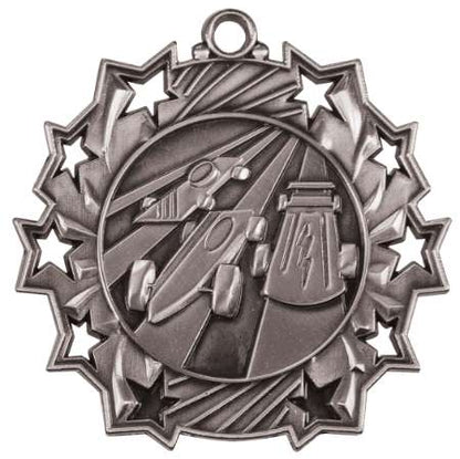 Pinewood Derby Ten Star Medal - Gold, Silver or Bronze | Engraved Scout 10 Star Medallion | 2.25 Inch Wide Decade Awards