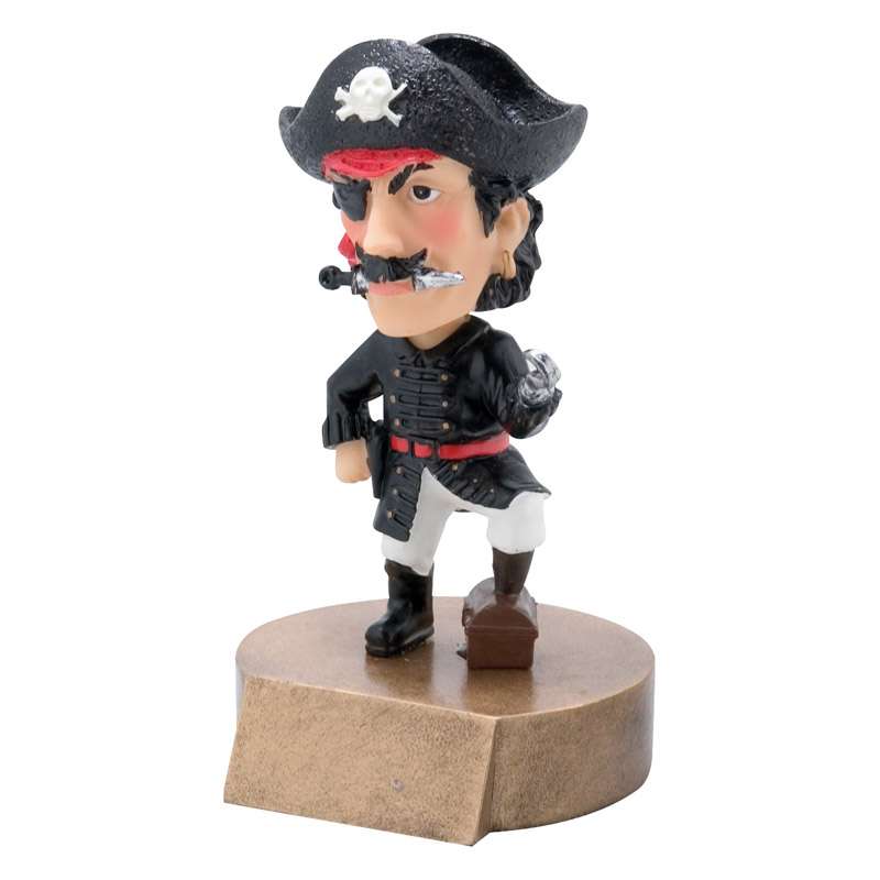 Pirate/Buccaneer Mascot Bobblehead Trophy | Engraved Pirate Award - 6" Tall Decade Awards