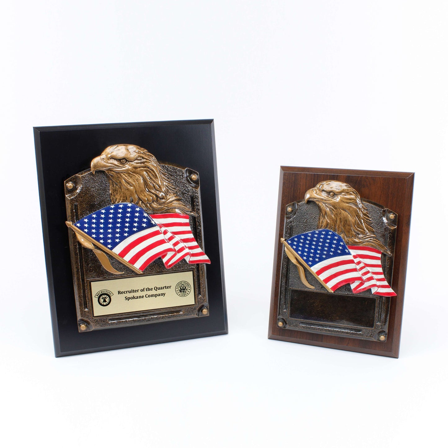 Plaque - Eagle Head with American Flag | Engraved Patriotic Plaque - 6" x 8" or 8" x 10" Decade Awards
