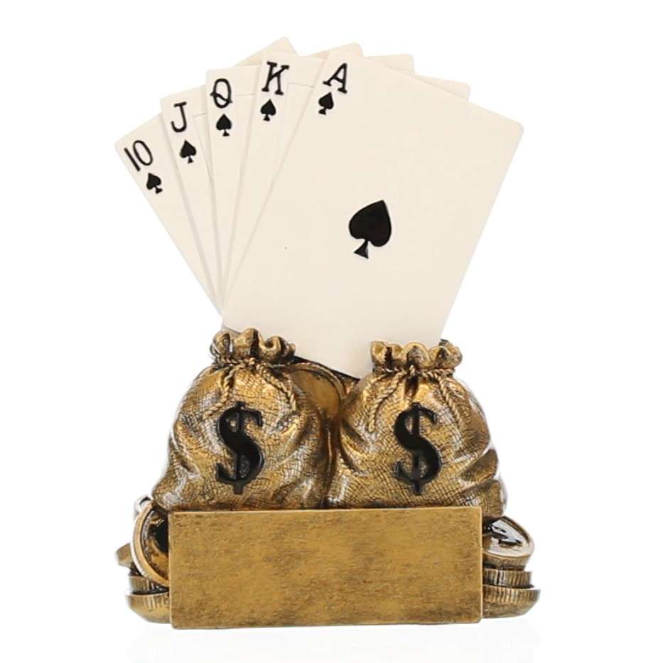 Personalized Poker Champion Trophy with Playing Card Design – 6 Inch Custom Engraved Award by Decade Awards