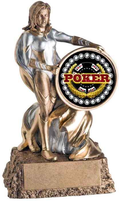 Poker Valkyrie Trophy | Engraved Female Poker Winner Award - 6.75" Decade Awards